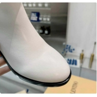 Best Product Valentino VLogo Signature Strap Heel Ankle Boots 7cm in Calfskin Leather White VLTN121502 1215053