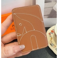 Promotional Hermes Swift Calfskin "Horse" MagSafe Card holder H8456 Brown