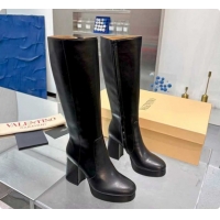Trendy Design Valentino FAWCETTE Platform High Boots 10cm in Calfskin Leather Black 1215060