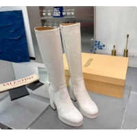 Durable Valentino FAWCETTE Platform High Boots 10cm in Calfskin Leather White 51215061