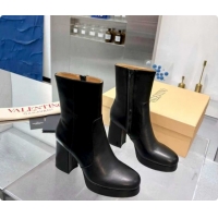 Hot Style Valentino FAWCETTE Platform Ankle Boots 10cm in Calfskin Leather Black 1215062