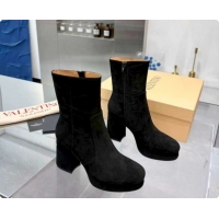 Luxurious Valentino FAWCETTE Platform Ankle Boots 10cm in Suede Black 1215064