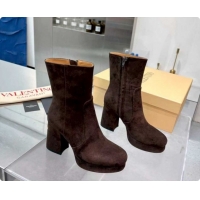 Luxury Discount Valentino FAWCETTE Platform Ankle Boots 10cm in Suede Brown 1215065
