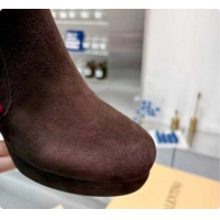 Luxury Discount Valentino FAWCETTE Platform Ankle Boots 10cm in Suede Brown 1215065