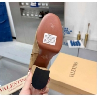 Luxury Valentino FAWCETTE Platform Ankle Boots 10cm in Suede Beige 1215066