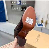 Low Cost Valentino PATTIE Heel Booties 8cm in Suede with Buckle Brown 1215069