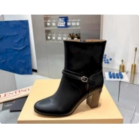 Most Popular Valentino PATTIE Heel Booties 8cm in Calfskin Leather with Buckle Black 51215070