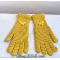 Promotional Prada Knit Gloves 0111 Yellow 2024