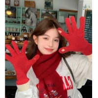 Top Quality Prada Knit Gloves 0111 Red 2024