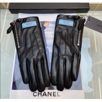 Big Discount Prada Lambskin Gloves with Zip 0131 Black 2024