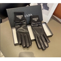 Top Quality Prada Lambskin and Knit Gloves 1022 Black 2024