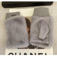Famous Brand Prada Wool and MinkFur-Like Gloves 1129 Grey 2024