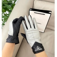 Buy Promotional Prada Lambskin Gloves 1111 White/Black 2025