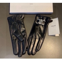 New Design Celine Lambskin and Cashmere Gloves with Strass 1111 Black 2025
