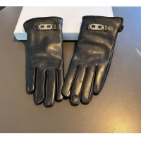 Good Taste Celine Lambskin and Cashmere Gloves with Logo 1111 Black 2025