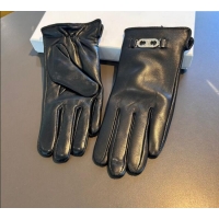 Good Taste Celine Lambskin and Cashmere Gloves with Logo 1111 Black 2025