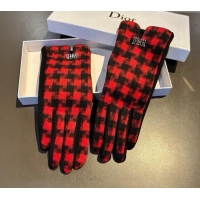 Most Popular Dior Check Wool Gloves 1023 Red 2024