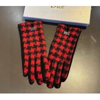 Most Popular Dior Check Wool Gloves 1023 Red 2024