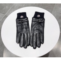 Good Quality Moncler Lambskin and Cashmere Gloves 0111 Black 2024