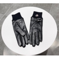 Good Quality Moncler Lambskin and Cashmere Gloves 0111 Black 2024