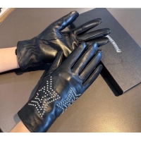 Luxury Cheap Chrome Hearts Lambskin and Cashmere Gloves with Studded Star 0111 Black 2024