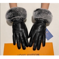 Low Cost Louis Vuitton Lambskin and Rabbit Fur Gloves 0111 Black 2024
