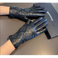Grade Design Chrome Hearts Lambskin and Cashmere Gloves with Studs 1111 Black 2025
