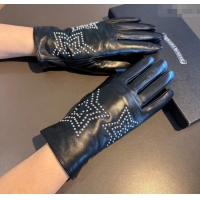 Luxury Cheap Chrome Hearts Lambskin and Cashmere Gloves with Star 1111 Black 2025