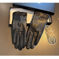 Luxury Cheap Chrome Hearts Lambskin and Cashmere Gloves with Star 1111 Black 2025