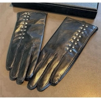 Big Discount Chrome Hearts Lambskin and Cashmere Gloves with Studs 1110 Black 2025