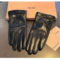 Good Taste Miu Miu Logo Lambskin and Cashmere Gloves 1111 Black 2025