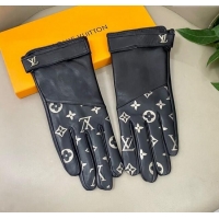 Cheapest Louis Vuitton Lambskin Gloves with Monogram 1111 Black 2025