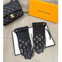 Cheapest Louis Vuitton Lambskin Gloves with Monogram 1111 Black 2025