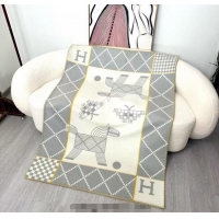 Best Quality Hermes Children Avalon Animaux Nattes Wool Cashmere Blanket 100x140cm HS091032 Grey 2025
