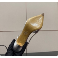 Classic Hot Valentino VLogo Signature Slingbacks Pump 8.5cm in Laminated Nappa Leather with Strass Silver 1215079