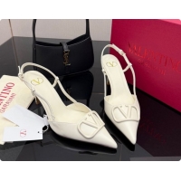 Good Quality Valentino VLogo Signature Slingbacks Pump 8.5cm in Calfskin Leather White Upper 1215083