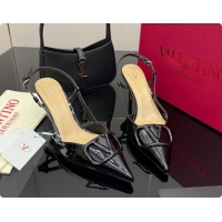 Low Price Valentino VLogo Signature Slingbacks Pump 8.5cm in Patent Leather Black 1215086