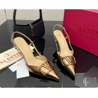 Popular Style Valentino VLogo Signature Slingbacks Pump 8.5cm in Calfskin Leather Bronze 1215088