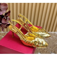 Best Product Valentino Calfskin Leather Slingbacks Pump 7.5cm with Rose Blossom Gold VLTN121504 1215093