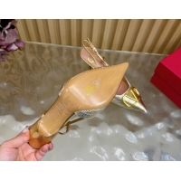 Grade Quality Valentino VLogo Signature Slingbacks Pump 7.5cm in Striped Calfskin Leather Silver/Gold 2025 VLTN121505 12