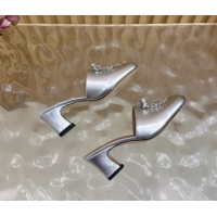Shop Duplicate Valentino Strass Embellished Heel Mules 5.5cm in Calfskin Leather Silver VLTN121509 51215118