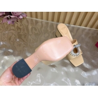 Popular Style Valentino Strass Embellished Heel Slides Sandal 6cm in Calfskin Leather Nude VLTN121509 51215127