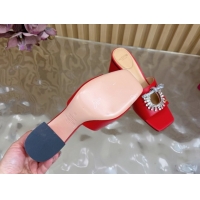 Classic Hot Valentino Strass Embellished Heel Slides Sandal 6cm in Calfskin Leather Red VLTN121509 1215129