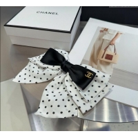 Low Cost Chanel Dotted Bow Hair Clip 0723 White/Black 2025