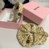 New Fashion Miu Miu Plaid Hairring and Hair Clip Set 3126 Yellow 2025