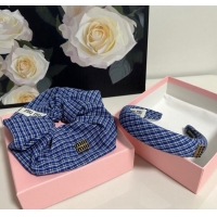 Luxury Discount Miu Miu Plaid Hairring and Hair Clip Set 3126 Blue 2025