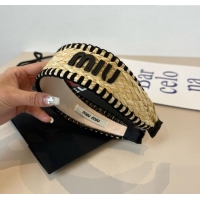 Good Looking Miu Miu Straw Headband 0723 Beige/Black 2025