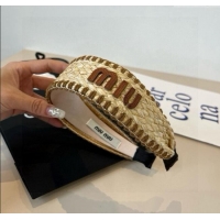 Best Price Miu Miu Straw Headband 0723 Beige/Brown 2025