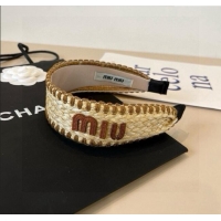 Best Price Miu Miu Straw Headband 0723 Beige/Brown 2025