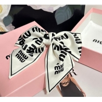 Good Quality Miu Miu Printed Bow Hair Clip 0723 White 2025